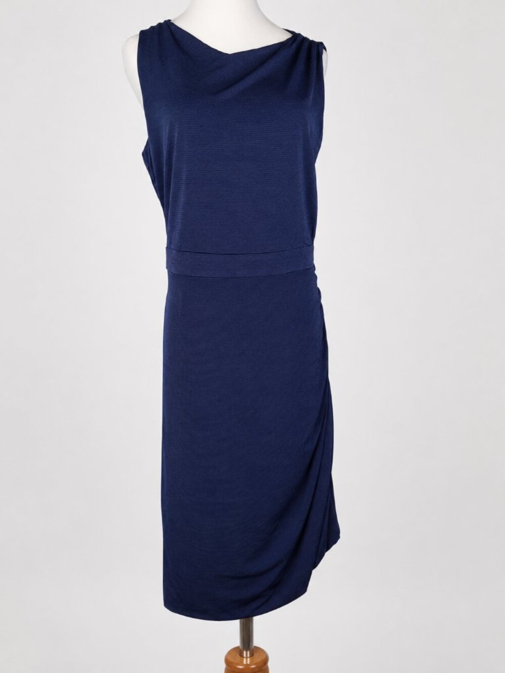 Ann Taylor Navy Textured Ruched Sheath Dress Size 10 NWT